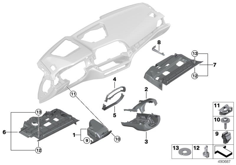 Diagram Mounting parts, I-panel, bottom for your 1988 BMW M6   