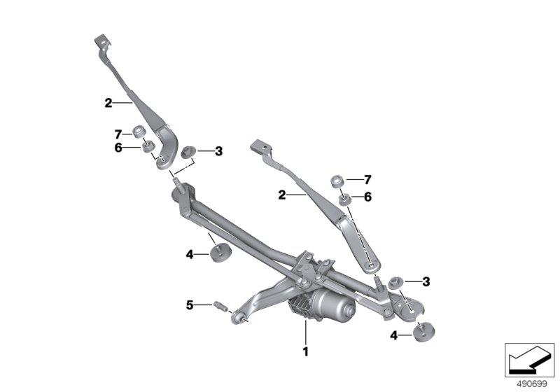 Diagram Single wiper parts for your BMW