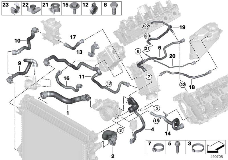 Diagram Cooling system coolant hoses for your BMW X6  