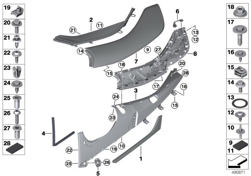 Diagram Ext.trim panels / ornam.grille rear for your 2018 BMW X2   