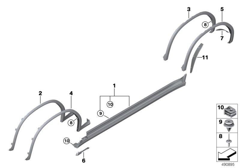 Diagram M cover for rocker panel / wheel arch for your BMW X3  30iX