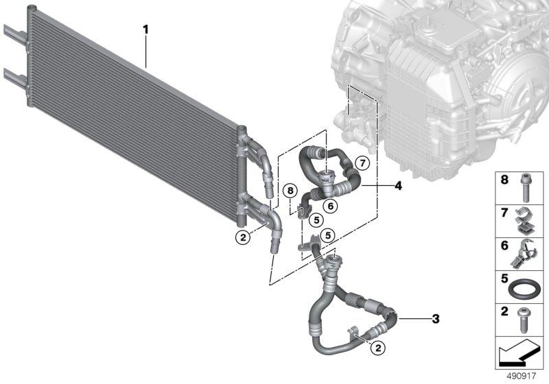 Diagram Transmission oil cooler/oil cooler line for your 2023 BMW X3  30eX 