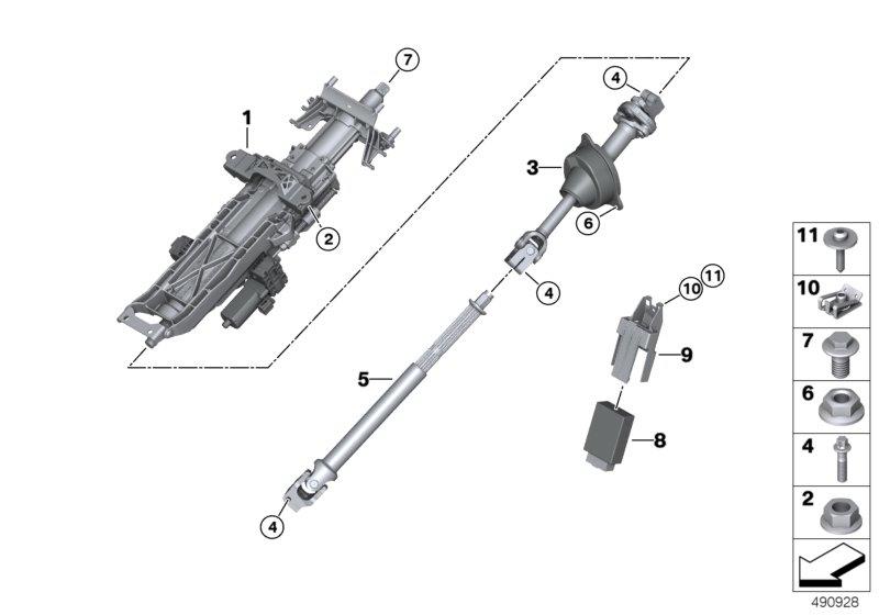 Diagram Electron.steer. column adj./add-on parts for your 2023 BMW X3  30eX 