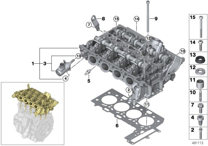 Diagram Cylinder Head/Mounting parts for your MINI Hardtop  