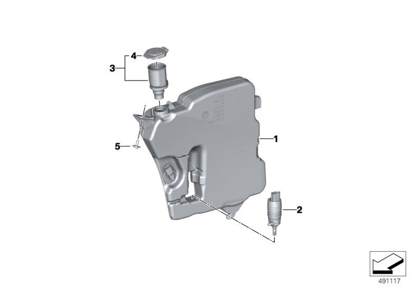 Diagram Sep.components f.washer fluid reservoir for your 2010 BMW X6   