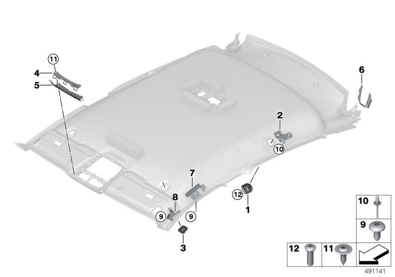 Diagram Mounting parts, roof antenna for your 2012 BMW M6   