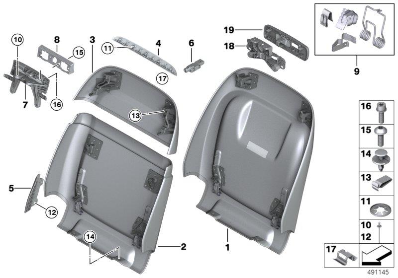 Diagram Seat, front, backrest trim covers for your 2006 BMW M6   