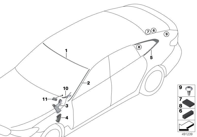 Diagram Window mounting parts for your 2020 BMW 440iX   