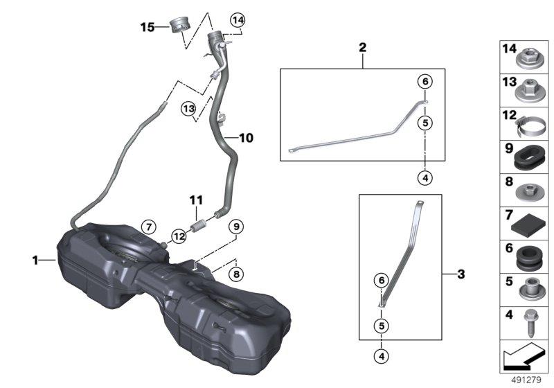 Diagram Fuel tank/mounting parts for your BMW M6  