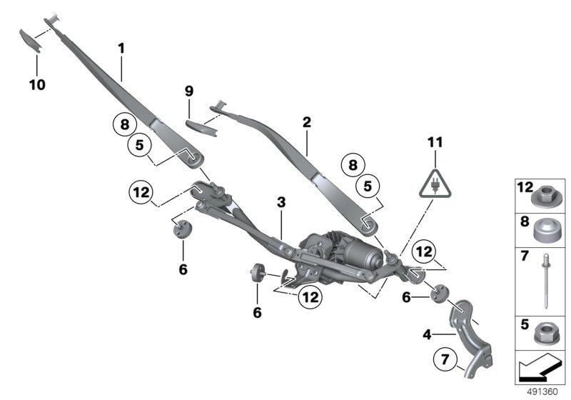Diagram SINGLE WIPER PARTS for your BMW M6  