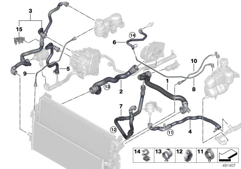 Diagram Cooling system coolant hoses for your MINI