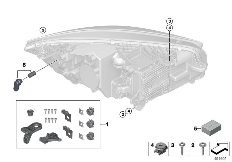 Diagram Single components for headlight for your 1988 BMW M6   