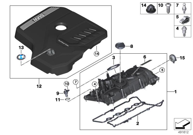 Diagram Cylinder head cover/Mounting parts for your BMW 230i  