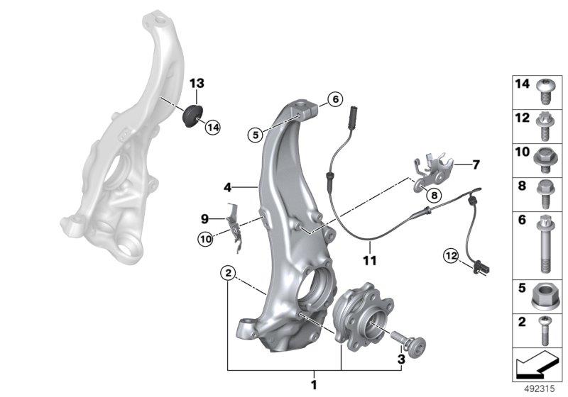 Diagram Swivel/wheel bearing, front, AWD for your 2013 BMW M6   