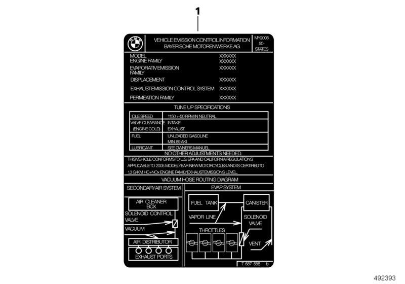 Diagram Label "emission control information" for your BMW F750GS  