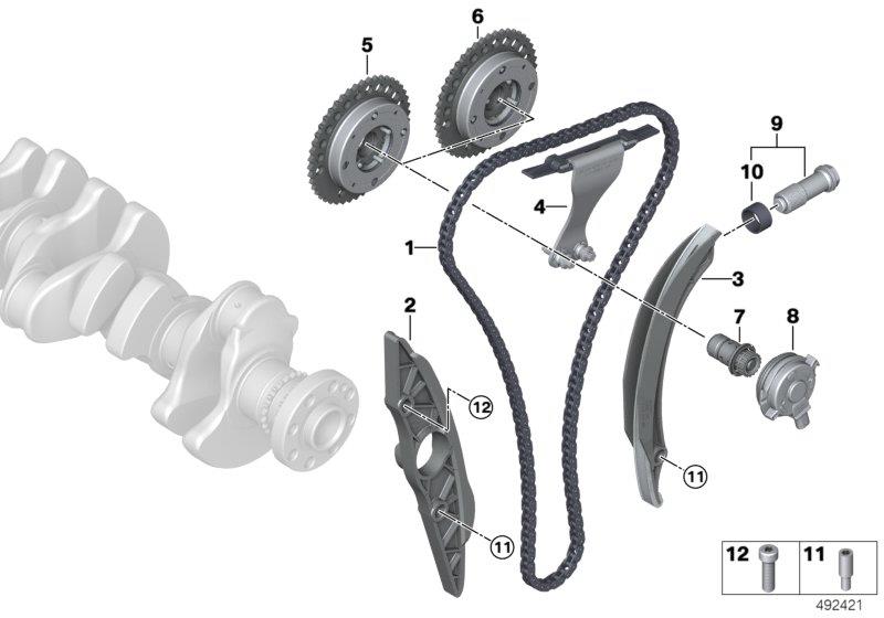 Le diagramme Comde soupapes-chaine de distribution pour votre BMW 540iX  