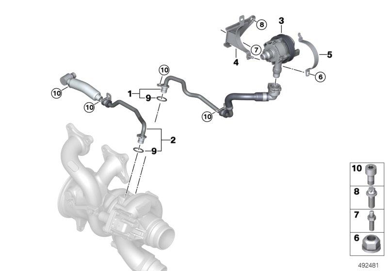 Diagram Engine cooling system exhaust turbo. for your 2018 BMW M6   