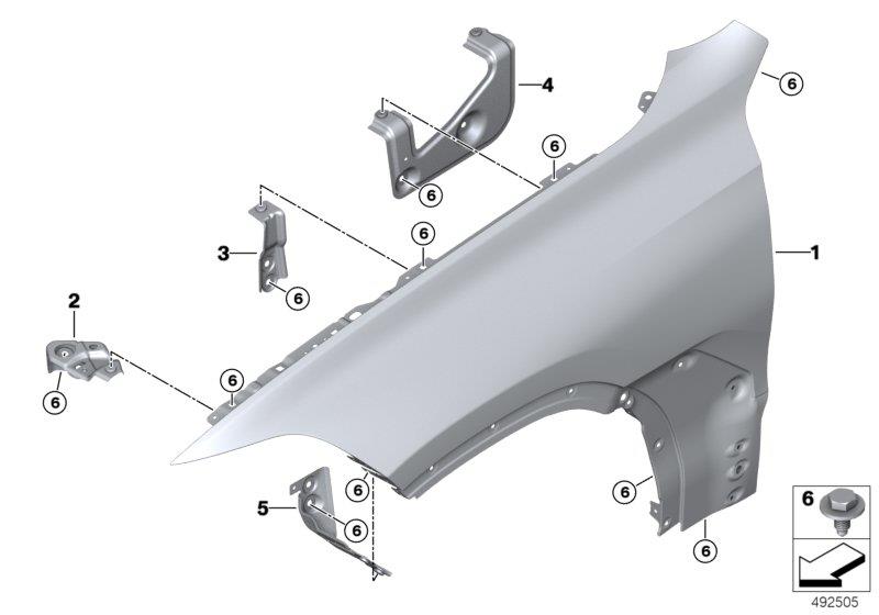 Diagram Front side panel/Mounting parts for your BMW