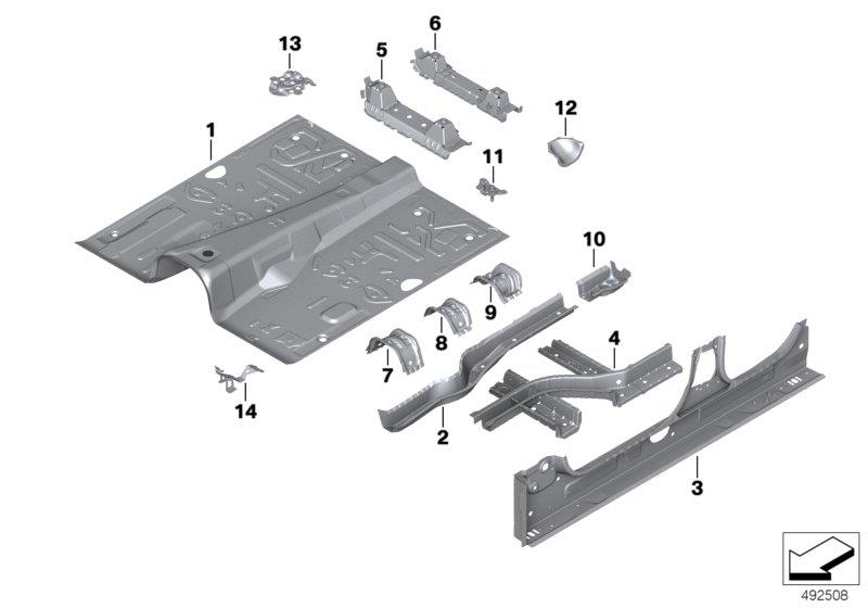 Diagram Floorpan assembly for your 2024 BMW X5 40iX  