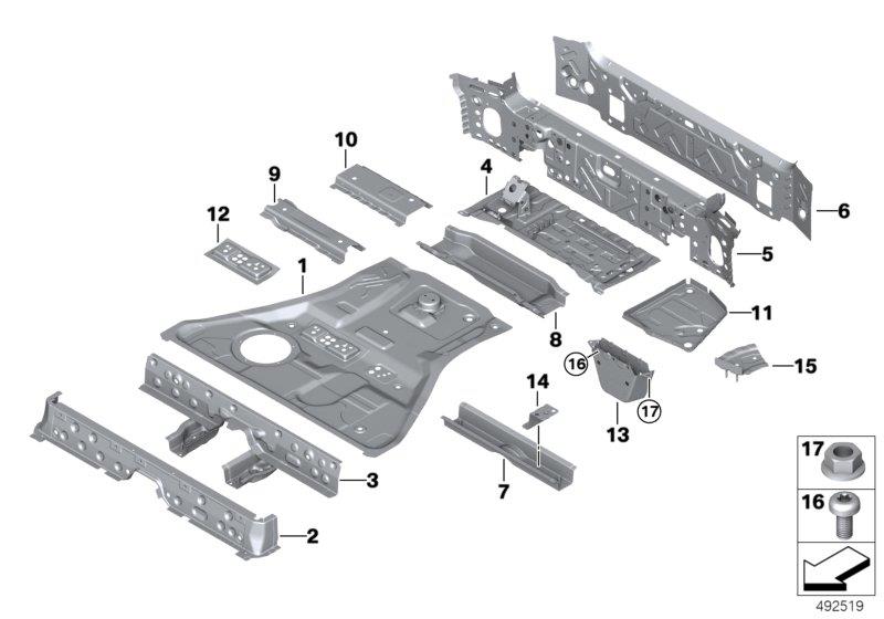 Diagram Mounting parts for trunk floor panel for your BMW