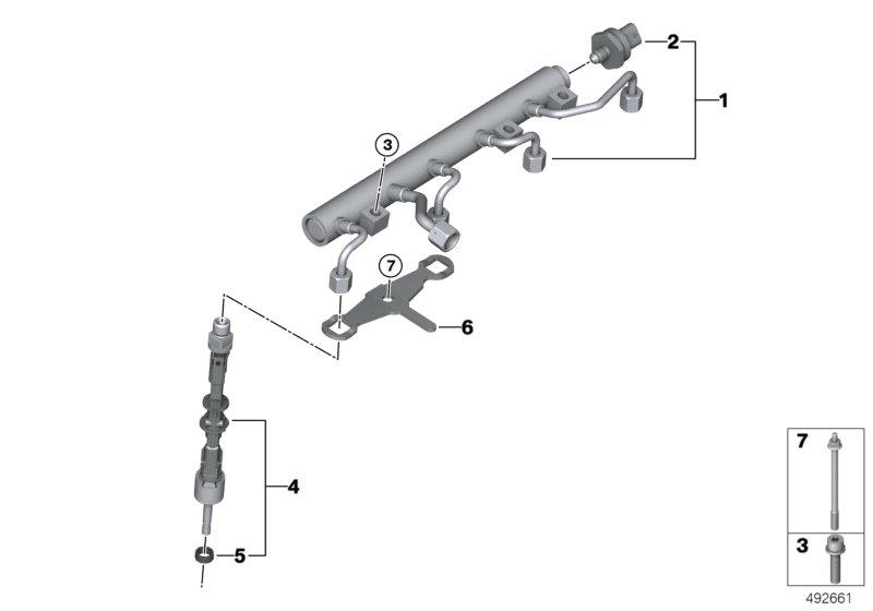 Diagram High-pressure rail/injector/bracket for your 2019 BMW 640iX   