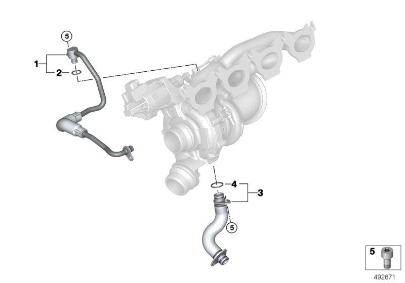 Diagram Oil supply exhaust turbocharger for your 2016 BMW 328d   