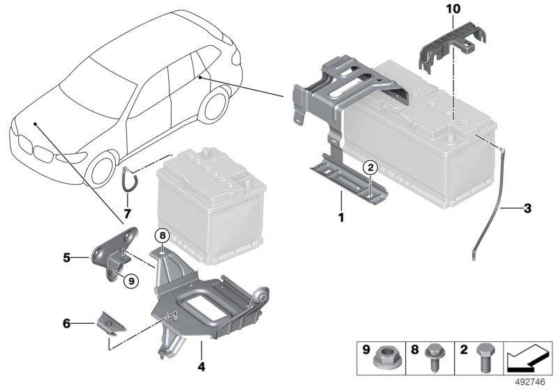 Diagram Battery, surface-mounted parts for your BMW X2  