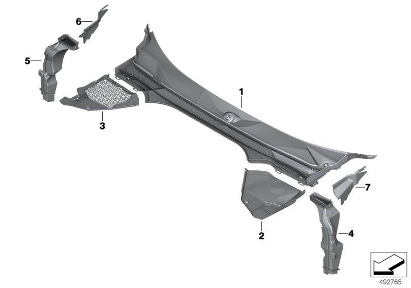 Diagram Trim, windshield cowl, outer for your 2009 BMW M6   