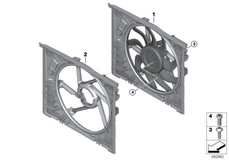 Diagram Fan housing, mounting parts for your 2023 BMW 530e Sedan  