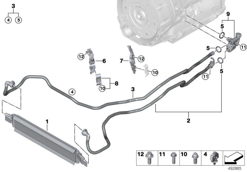 Diagram Transmission oil cooler/oil cooler line for your 2020 BMW 530i Sedan  