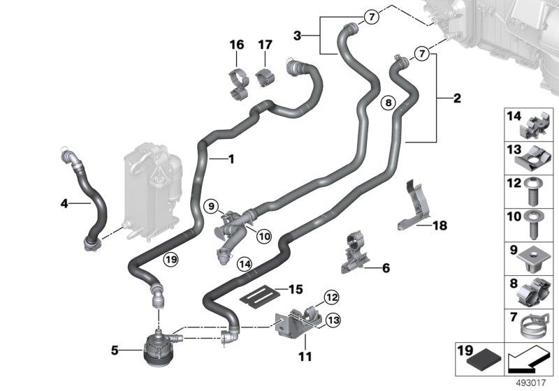 Diagram Automatic climate control coolant hoses for your BMW