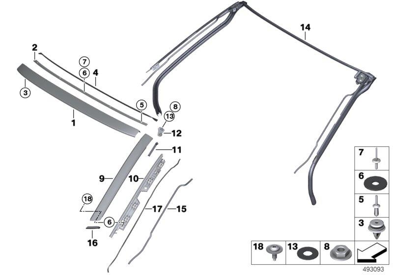 Diagram Ext.trim covers / ornam.grille front for your BMW M6  