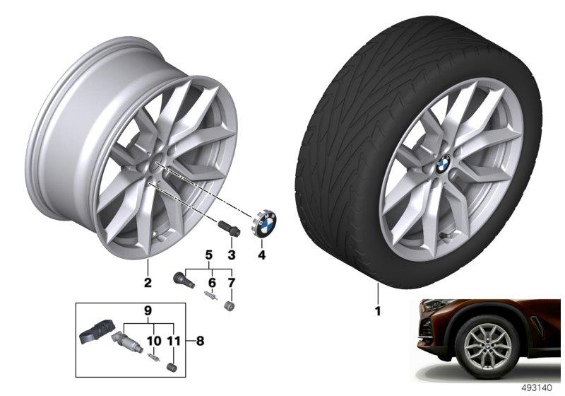 Diagram BMW LA wheel V-spoke 734 - 19" for your BMW