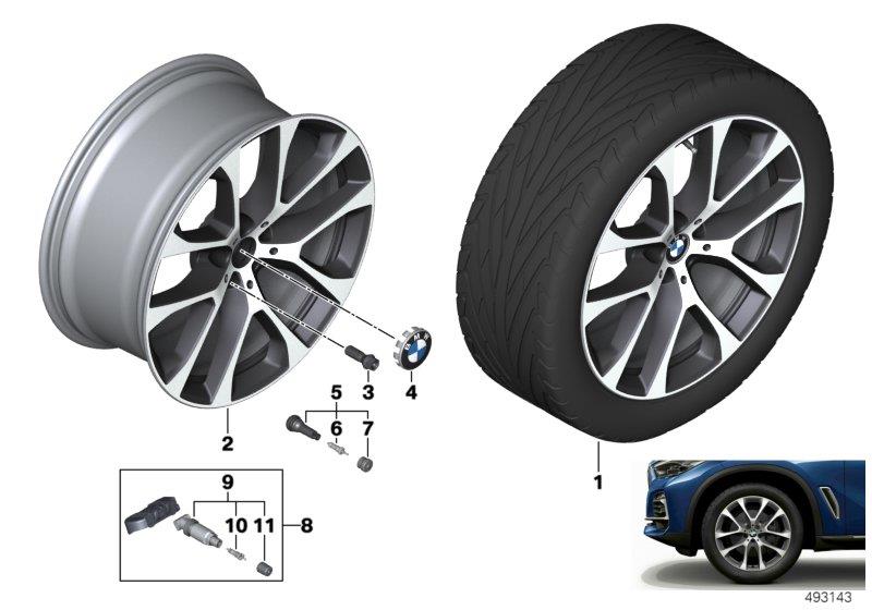 Diagram BMW LA wheel V-spoke 738 - 20" for your 2019 BMW X5   