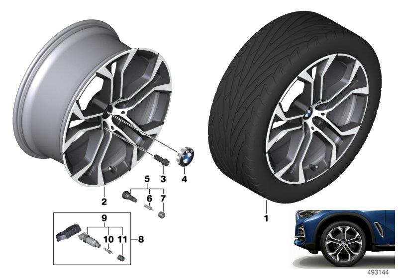 Le diagramme BMW roue all.lég.à rayon en Y 744 - 21" pour votre BMW X6  
