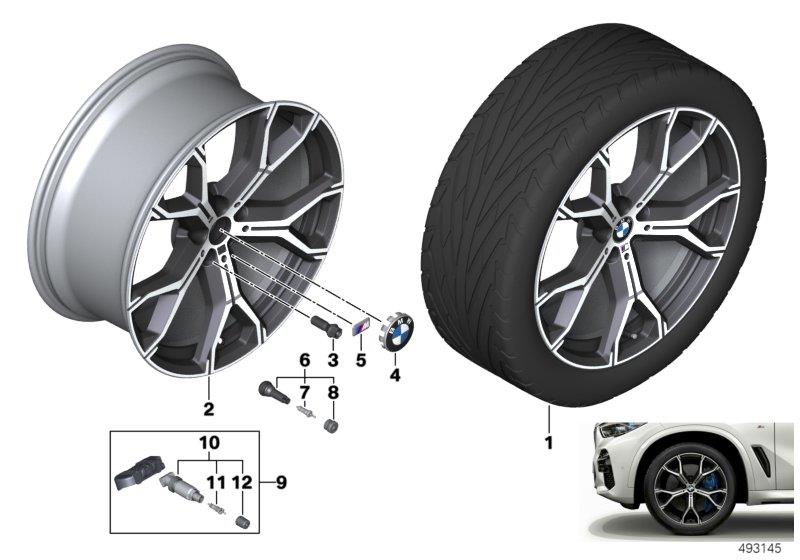 Le diagramme BMW roue all.lég.à rayon en Y 741M - 21" pour votre BMW X6  