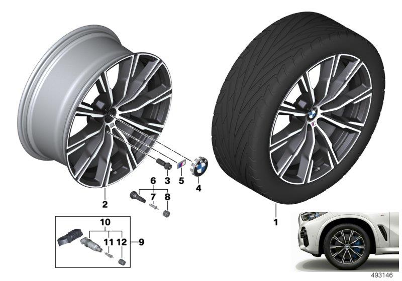 Le diagramme BMW roue AL rayons en étoile 740M - 20" pour votre BMW X5  