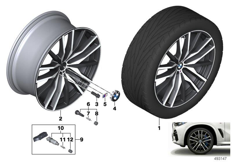 Le diagramme BMW roue AL rayons doubles 742M - 22" pour votre BMW X5  