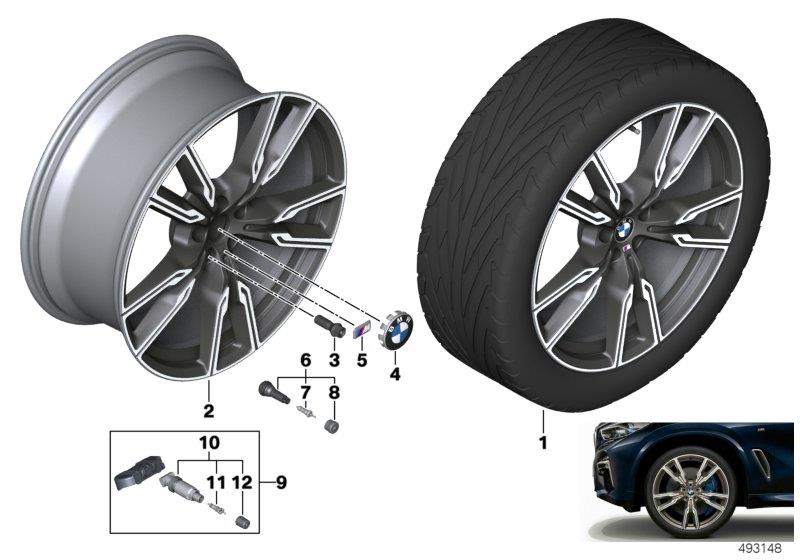 Diagram BMW LA wheel V-spoke 747M - 22" for your BMW X6  