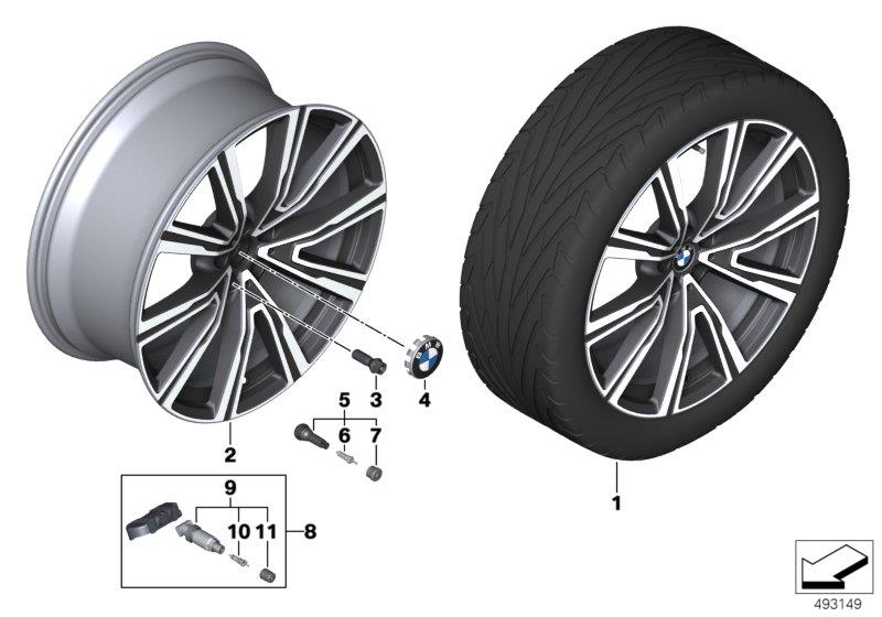 Diagram BMW LA wheel V-spoke 746I - 22" for your BMW X5  