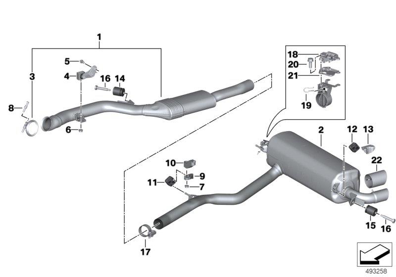 Diagram Exhaust system, rear for your 2010 BMW M6   