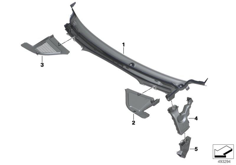 Diagram Trim, windshield cowl, outer for your BMW X6  