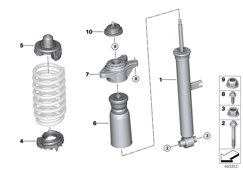 Diagram Rear spring strut mounting parts for your 1995 BMW