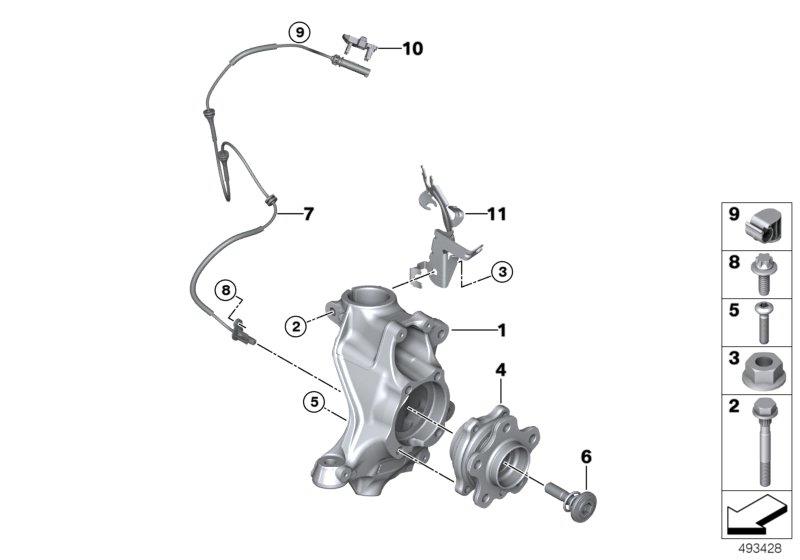 Diagram Swivel/wheel bearing, front, AWD for your 2014 BMW 535d   