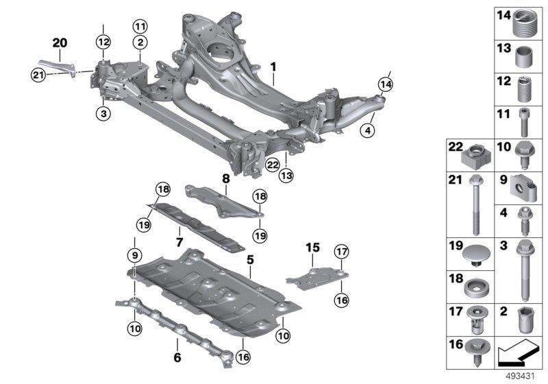 Diagram Front axle support, 4-wheel for your 2014 BMW 535d   