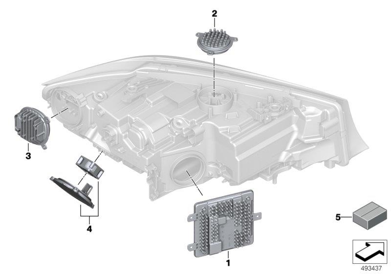 Diagram Single parts, headlight electronics for your BMW M6  