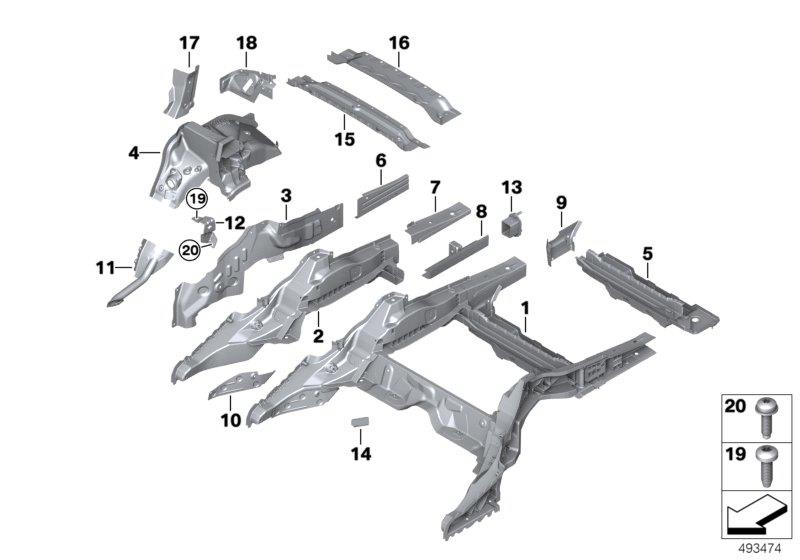 Diagram Rear wheelhouse/floor parts for your BMW 230iX  