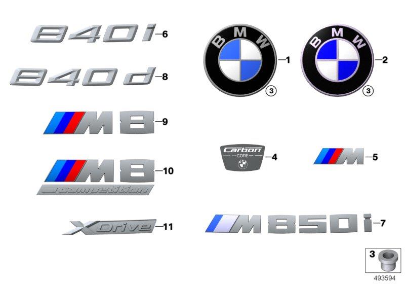 Diagram Emblems / letterings for your BMW 840i  