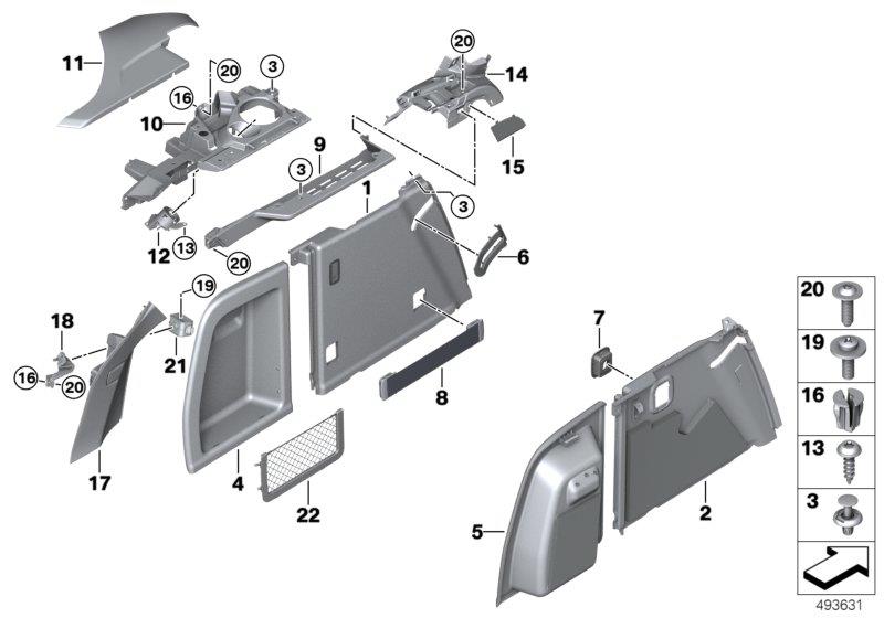 Diagram Lateral trunk floor trim panel for your BMW