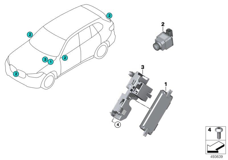 Diagram Surround View camera/PMA Plus for your 2014 BMW X3   